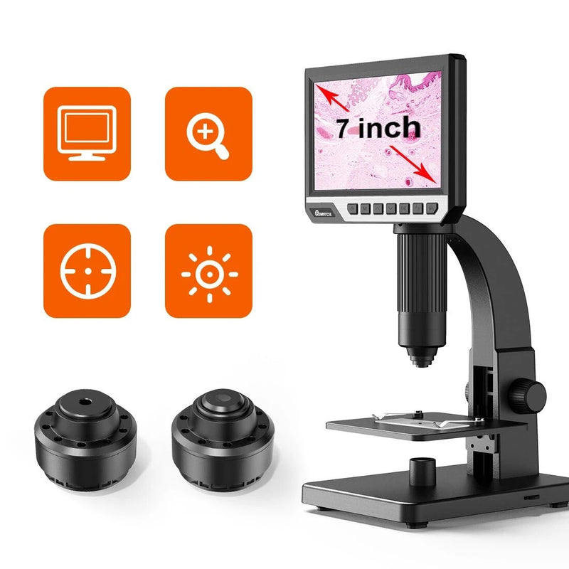 MUSTOOL MT315 2000X Dual Lens Digital Microscope 7-inch HD IPS Large Screen Multiple Lens for Circuit/Cells Observation Up&Down Light Source Support Computer Viewing