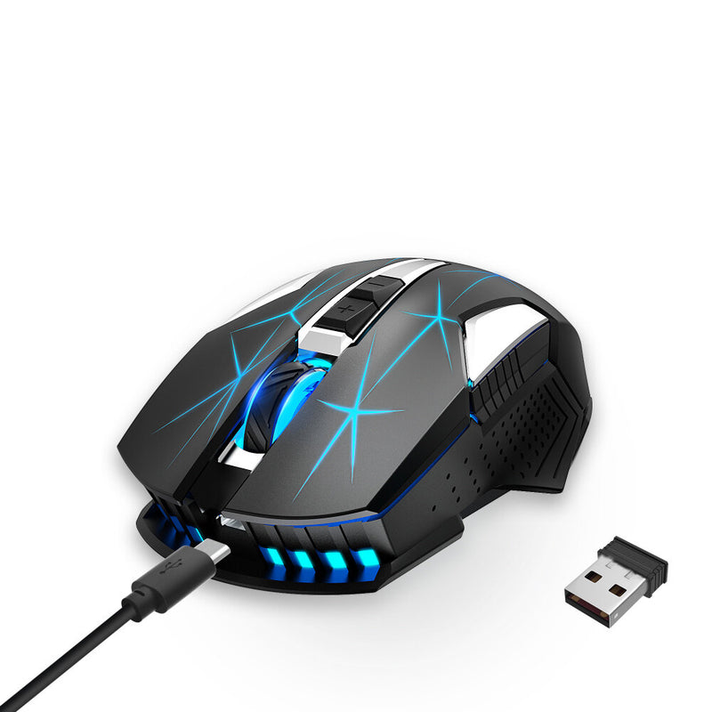 HXSJ T300 2.4G Wireless Gaming Mouse 7 Buttons Adjustable 1000-2400DPI LED Breathing Light Rechargeable Mouse