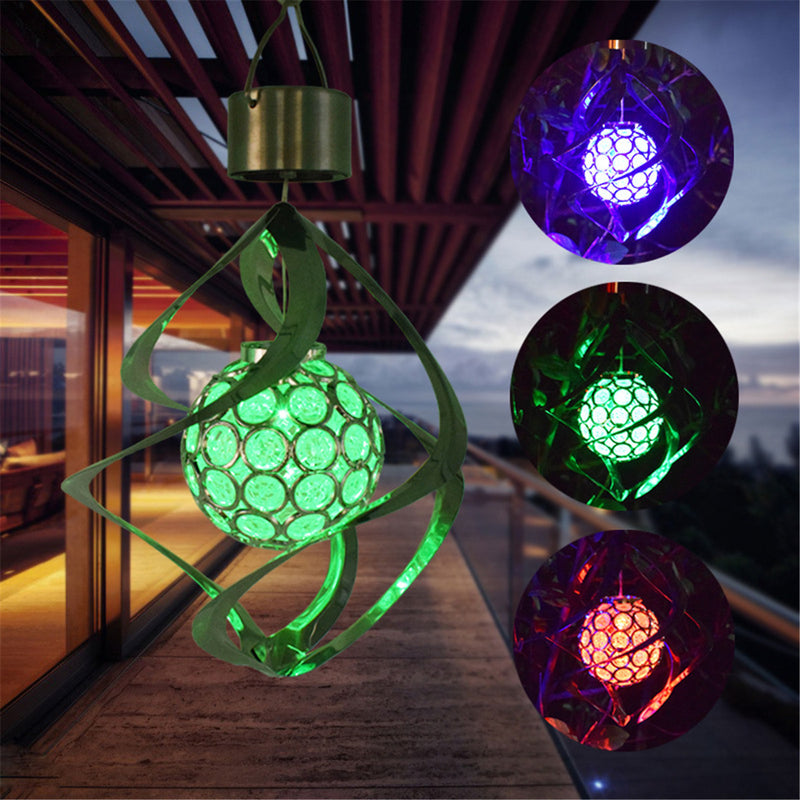 Solar-powered LED Garden Hanging Spinner Lamp with 7 Color-changing Lights - Solar Powered Wind Chimes Light Color Changing