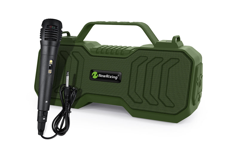 NewRixing NR-4500M with Extemal Microphone Wireless bluetooth Speaker Portable TWS Dual Machine in Parallel Mini Vard Subwoofer Rechargeable