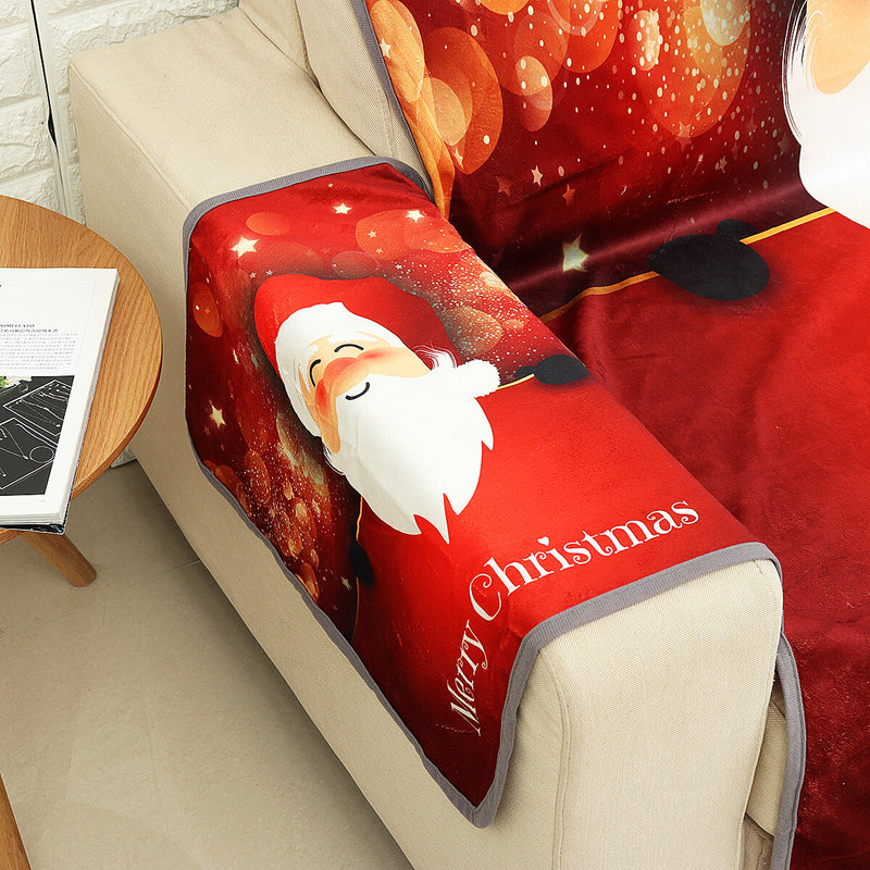 1/2/3 Seaters Sofa Mat Red Santa Claus Sofa Cover Pet Kid Seat Protector Chair Protective Mat Slipcover Home Office Furniture Decoration