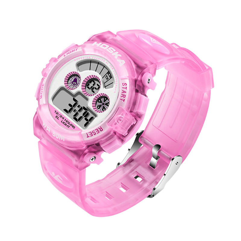 HOSKAS H001S Fresh Pink Blue Color Waterproof Fashion Style Kids Watch Couple Digital Watch