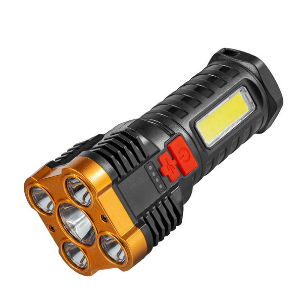 5LED Portable Flashlight Rechargeable Torch COB Side Light 4 Lighting Modes Camping Adventure Spotlight With Power Display
