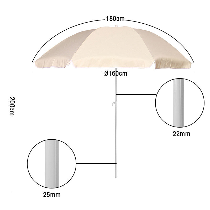 6.6Ft Outdoor Patio Umbrella 55.1-78.7inch Height Adjustable Beach Solar Umbrella with Crank Outdoor Camping Travel