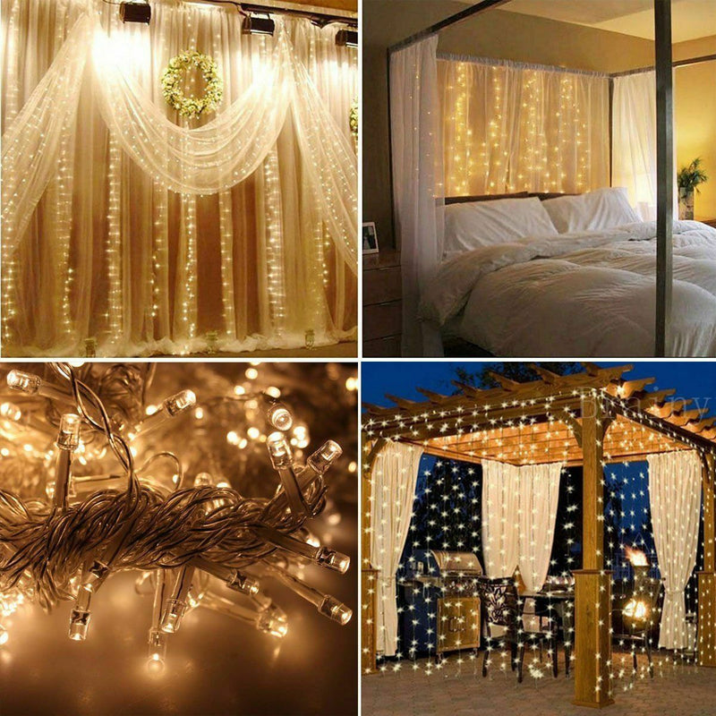 300LED USB Remote Curtain Lights Decor Fairy Lamp Window Colorful New Year