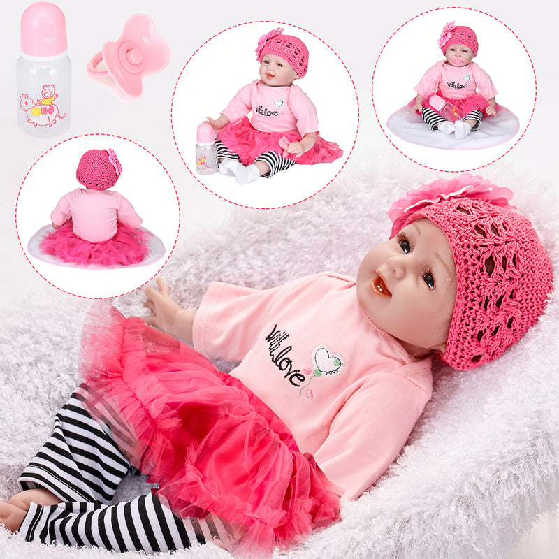 22inch Silicone Reborn Baby Dolls Girl Lifelike Baby Newborn Doll Handmade Gift