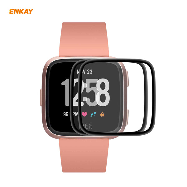 ENKAY 3D Curved PC Full Cover Screen Protector Watch Film for Fitbit Versa 3 Fitbit Sense Smart Watch