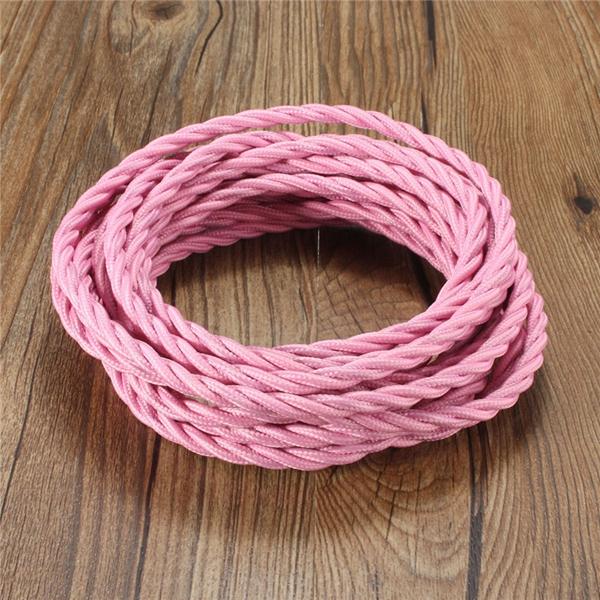 5m Vintage Colored DIY Twist Braided Fabric Flex Cable Wire Cord Electric Light Lamp