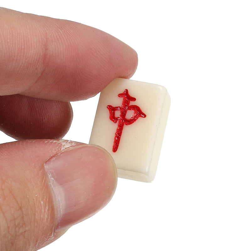 Chinese Mahjong Portable Retro Board Game Toy Rare 144 Tiles Mah-Jong Set - Box In Leather Box