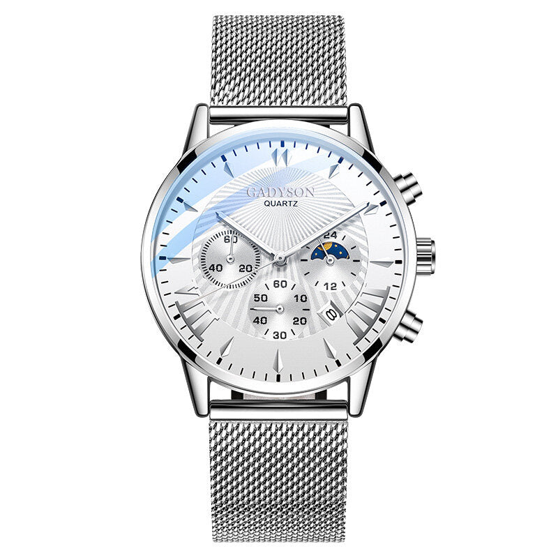 GADYSON A0102 Fashion Men Watch Luminous Date Display Metal Mesh Belt Business Quartz Watch