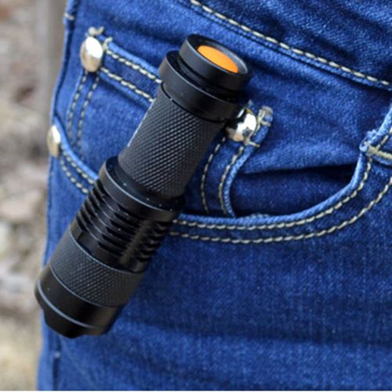 Q5 300LM Mini Zoomable LED Flashlightt Black(1*AA/1*14500), Elfeland Telescopic XPE 7w 3 Modes+Zoomable Tactical Torch