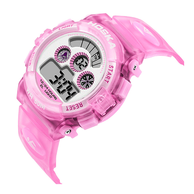 HOSKAS H001S Fresh Pink Blue Color Waterproof Fashion Style Kids Watch Couple Digital Watch