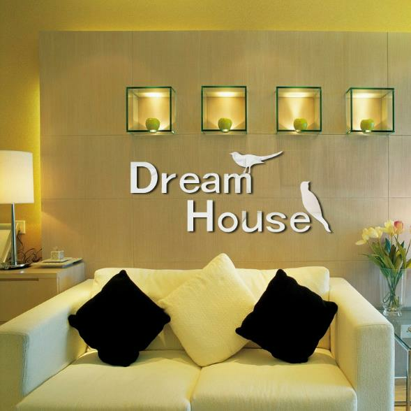 3D Dream House Multi-color DIY Shape Mirror Wall Stickers Home Wall Bedroom Office Decor