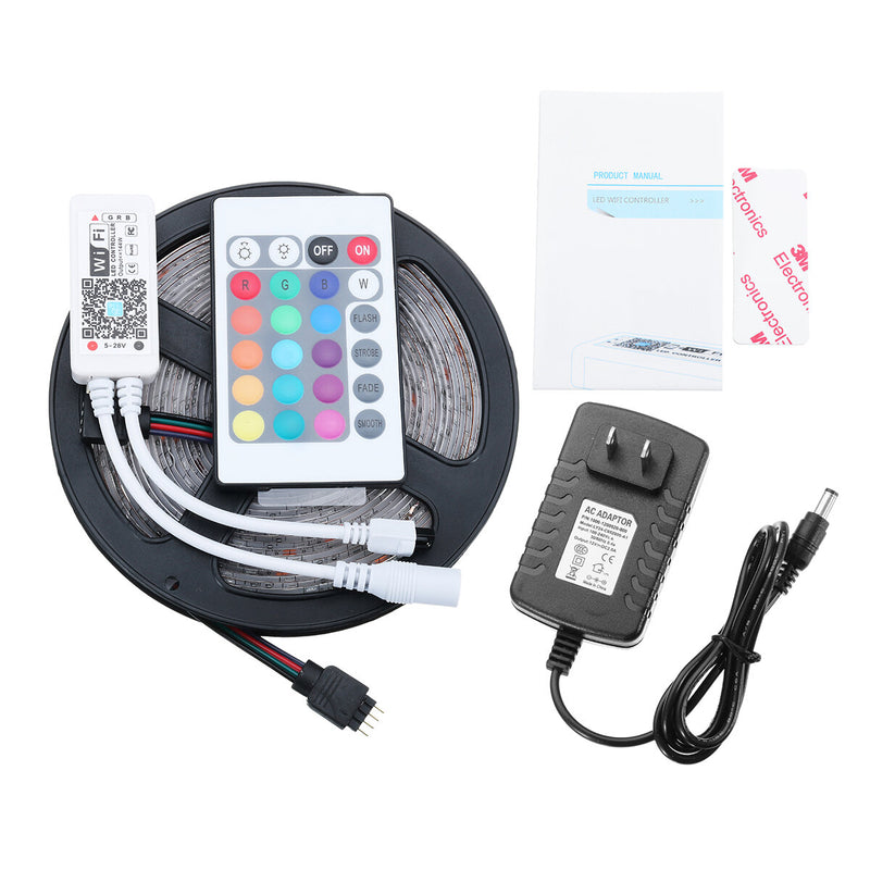 DC12V 5M SMD2835 24W Waterproof Alexa Smart Home WIFI Controller APP Control RGB LED Strip Light Christmas Decorations Clearance Christmas Lights