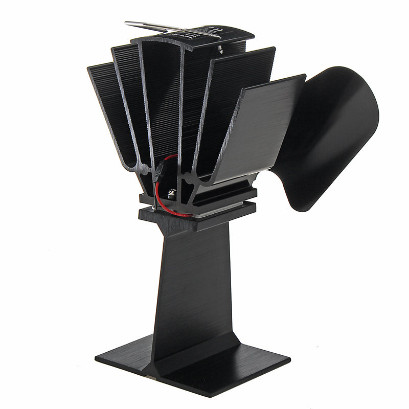 EQ2-BK 2 Blade Heat Powered Wood Stove Fan Silent Eco-Friendly Fireplace Fan for Wood Log Burner