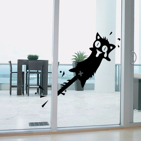 Honana Cartoon Clip to The Tail of A Cat Wall Sticker Carved PVC for Home Doors Windows Decor Decals