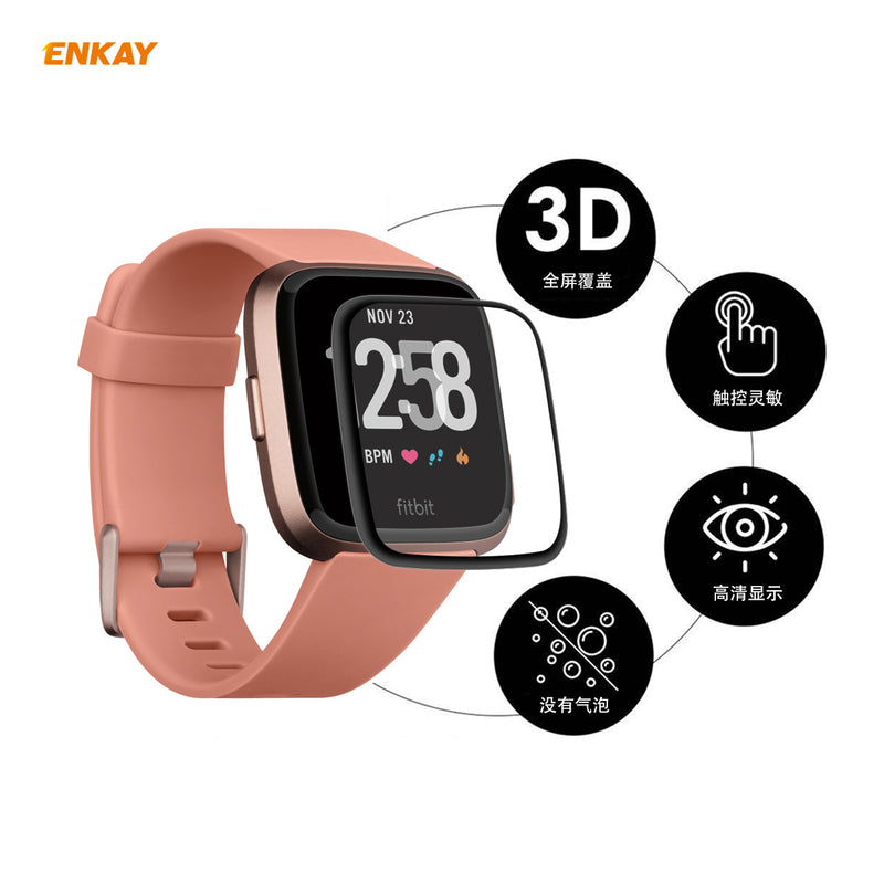 ENKAY 3D Curved PC Full Cover Screen Protector Watch Film for Fitbit Versa 3 Fitbit Sense Smart Watch