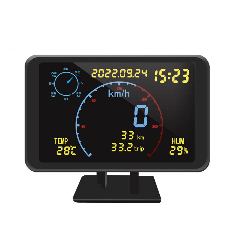 DC5-24V Car GPS Multi-function Speedometer HUD Head-up Display Compass Altitude Temperature Humidity