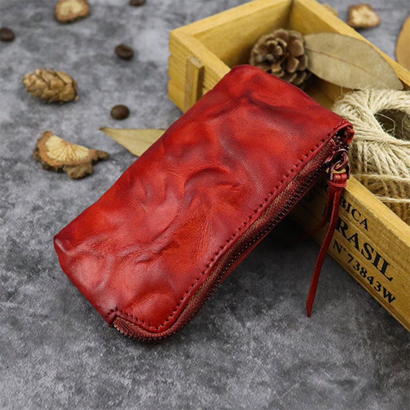 Unisex Made-old Washed Genuine Leather Personality Casual Multi-slot Clutch Purse Card Holder Wallet