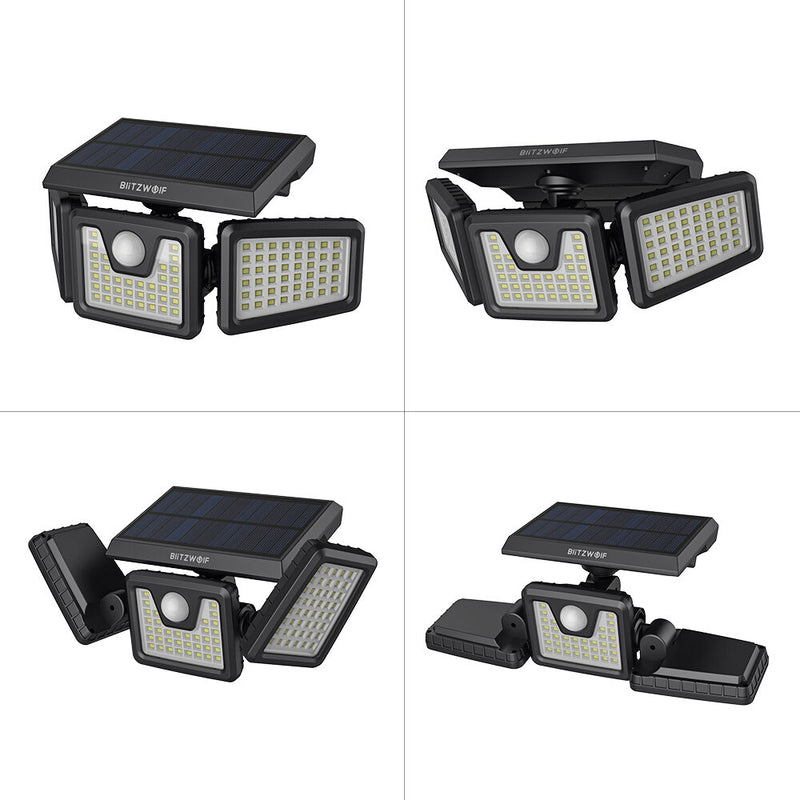 BlitzWolf BW-OLT9 Rotatable 3 Heads Adjustable Waterproof 120PIR Sensor Solar Flood Light 3000K Warm Light