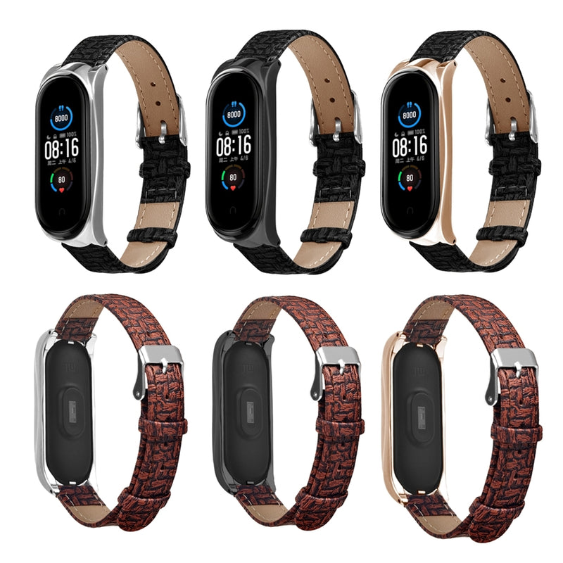 Bakeey Buckle Metal Shell Braided Pattern Belt Watch Band Watch Strap for Xiaomi Miband 5 Miband 5 NFC Non-original