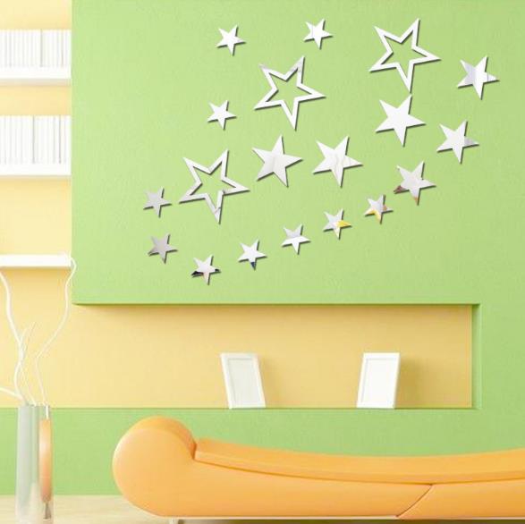 3D Star Mirror Wall Stickers - Multi-color DIY Shape - Home Wall Bedroom Office Decor