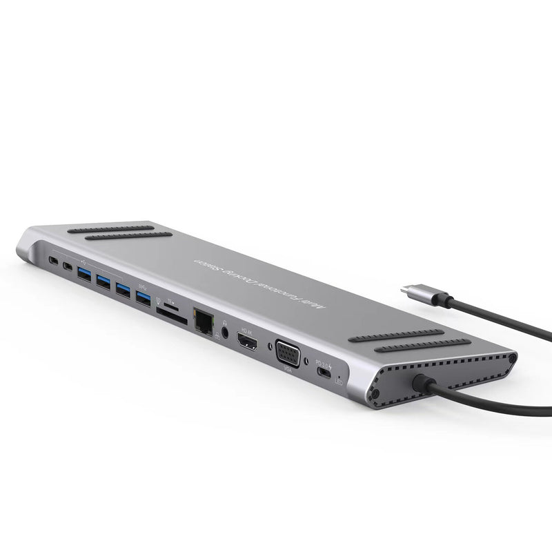 13 in 1 USB C Docking Station Network Hub with HDMI VGA PD 3.0 USB C 10/100M Gigabit Laptop Stand for MacBook iPad Surface pro