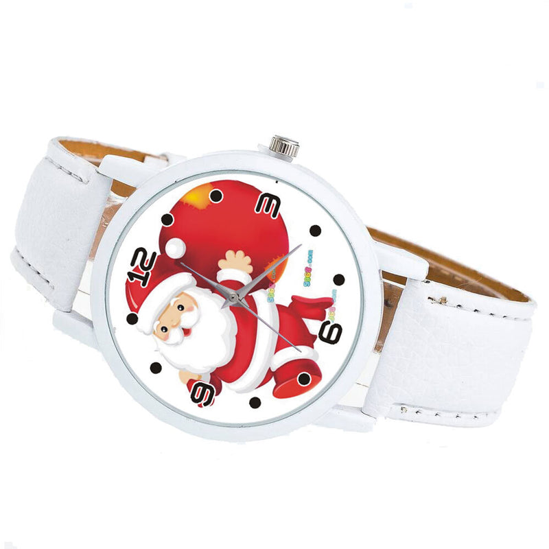 Cartoon Santa Claus and Gift Pattern Cute Kid Watch Fashion Children Quartz Watch