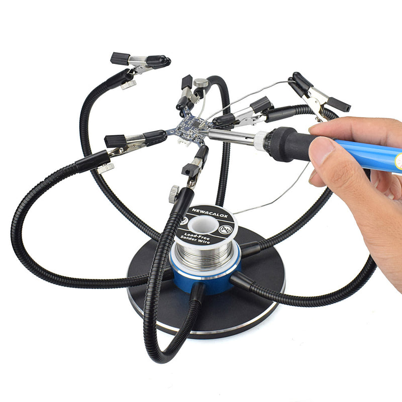 NEWACALOX Soldering Iron Holder Soldering Station USB 6Pcs Flexible Arms Third Hand Welding Tool