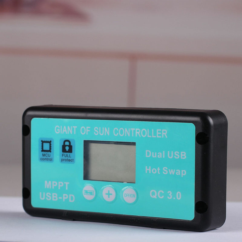 Mppt Solar Controller Dual USB Plus USB-C Fast Charging with PD Output DC Plug LCD Screen Solar Charge Controller