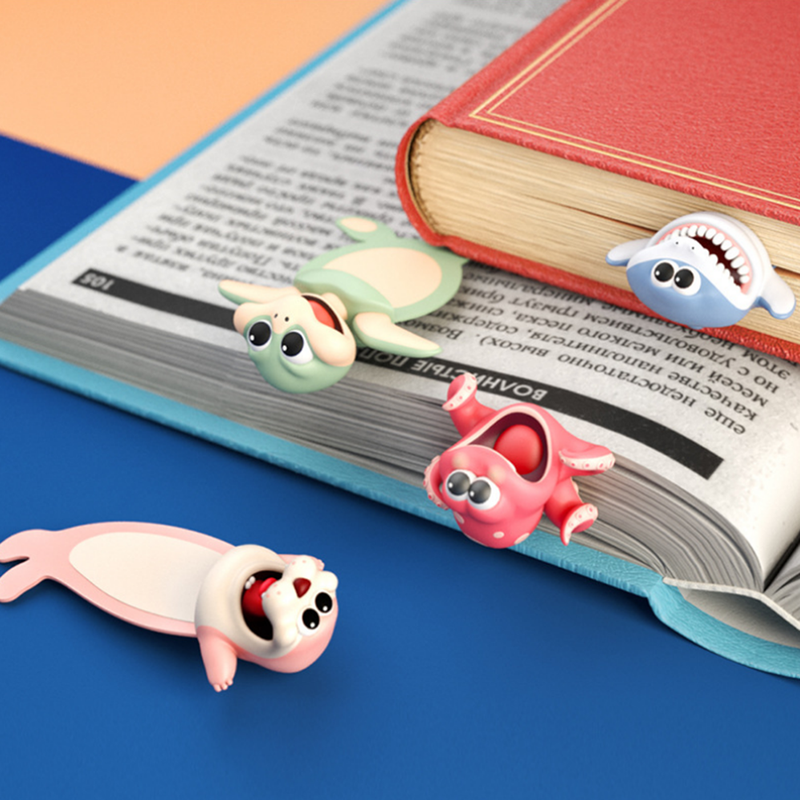 Creative 3D Stereo Cartoon Bookmark Ocean Animal Cute PVC Book Markers Learning Office Supplies 1PCS