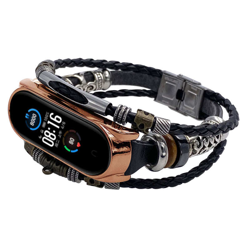 Bakeey Buckle Metal Shell Ethnic Style Beaded Retro Replacement Strap Upgrade Version Smart Watch Band For Xiaomi Mi Band 5 Non-original