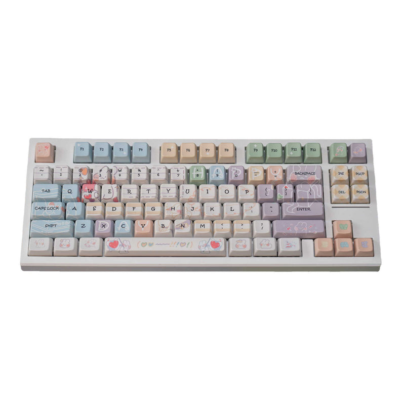 171 Keys Cute Rabbit PBT Keycap Set MDA Profile Sublimation Keycaps for Mechanical Keyboards