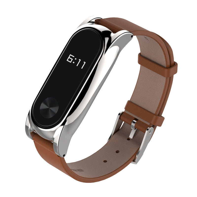 Mijobs Leather Bracelet Replacement for Xiaomi MiBand 2 Wrist Strap Smartband Non-original
