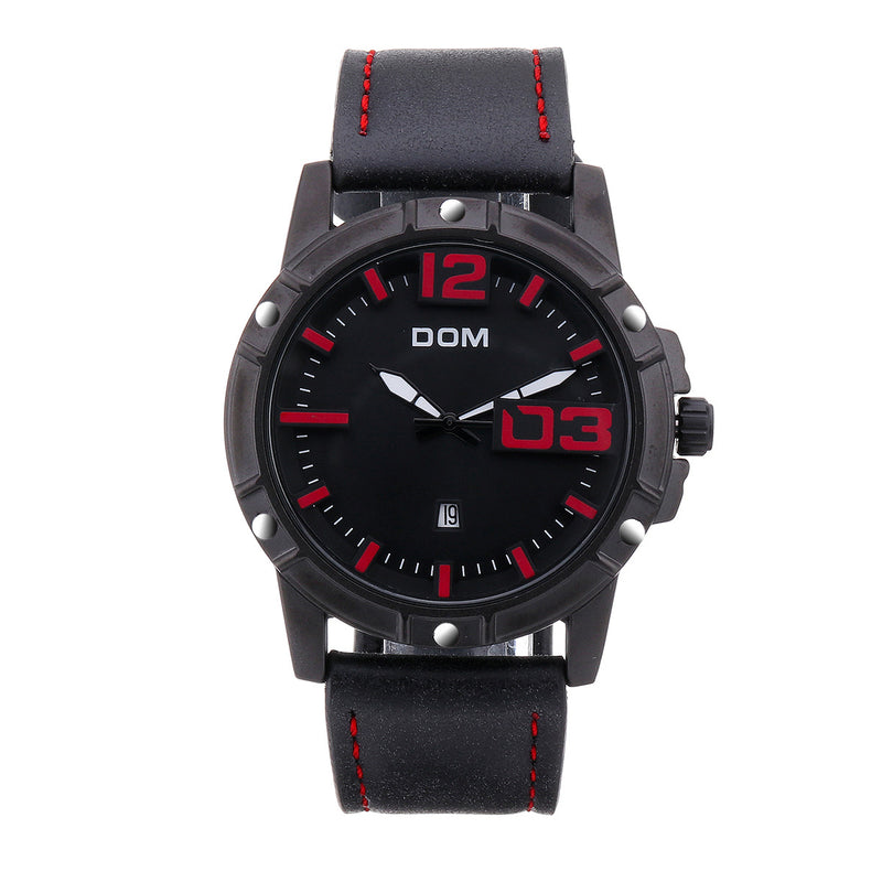 DOM Men Luxury Sport Wristwatch Men Watch Leather Strap Business Waterproof Quartz Watch
