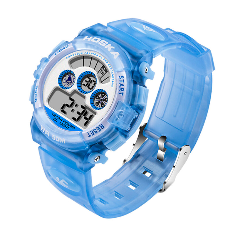 HOSKAS H001S Fresh Pink Blue Color Waterproof Fashion Style Kids Watch Couple Digital Watch