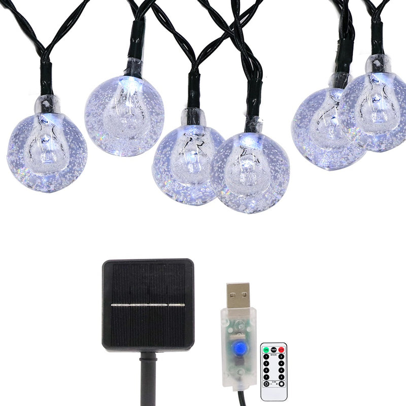 9.5m USB+Solar Powered 50 LED String Light Outdoor Garden Path Yard Waterproof Decor Lamp