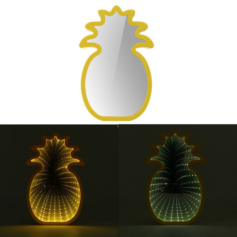 Creative Cute Pineapple Mirror Lamp LED Tunnel Night Light for Kid Atmosphere Light White/Warm White