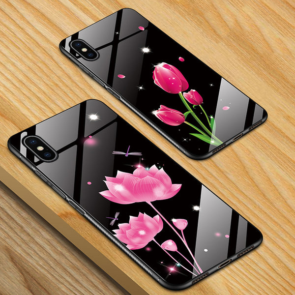 Bakeey Fashion Pattern Tempered Glass Protective Case For iPhone XS