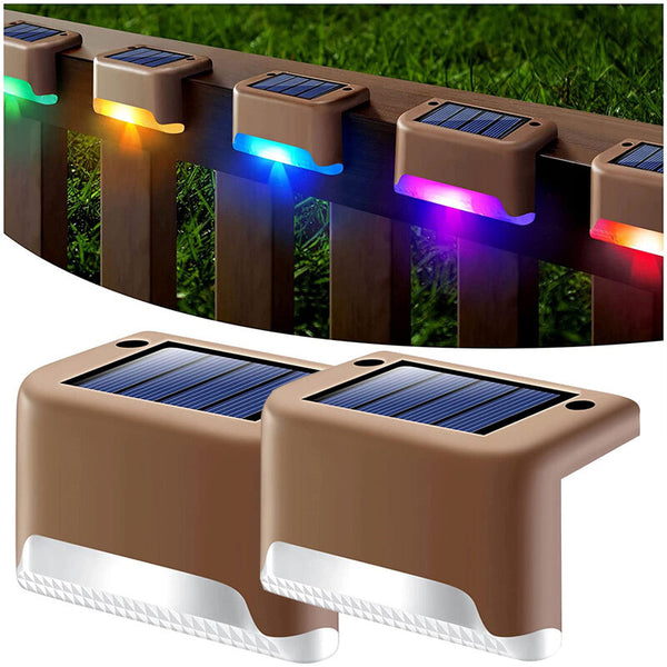 2PCS Solar Deck Lights LED Waterproof Outdoor Solar Powered LED Step Lights For Decks Stairs Patio Path Yard Garden Decor