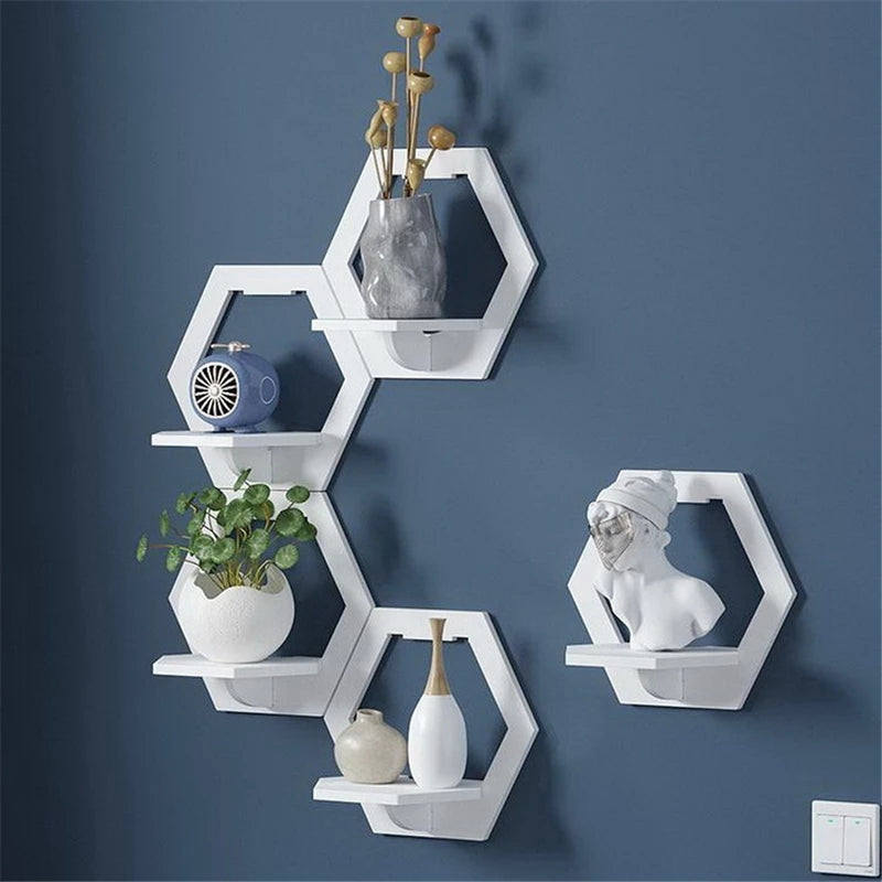 Wall Shelf Free Punching Wall-mounted TV Background Wall Hanger Bedroom Balcony Bedside Wall Creative Flower Pot Stand