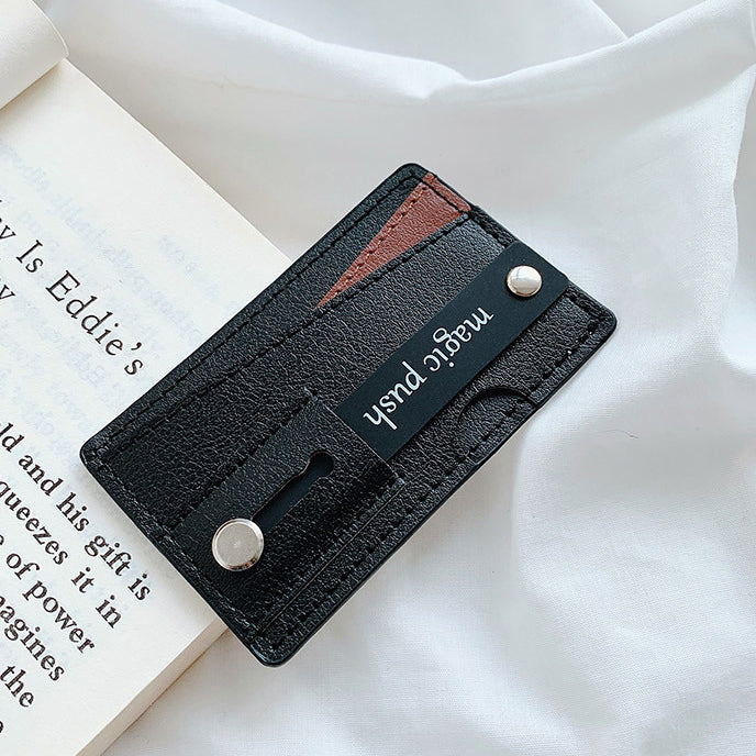 Bakeey Universal PU Leather Push Pull Sticker Phone Bracket Wristband Finger Holder with Card Slots