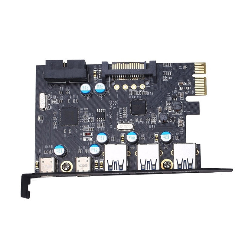 PCI Express Card to 3 PORTS USB 3.0 2 Ports USB3.1 Type-C Internal USB 3.0 20PIN 7 Ports USB Hub PCIE to Type-C Expansion Card for Desktop PC