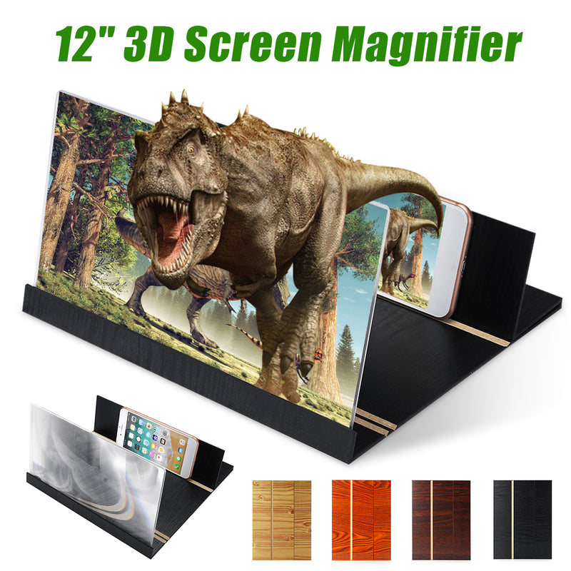 Universal 3D Phone Screen Magnifier Stereoscopic Amplifying 12 Inch Desktop Wood Bracket Phone Holder For Mobilephone
