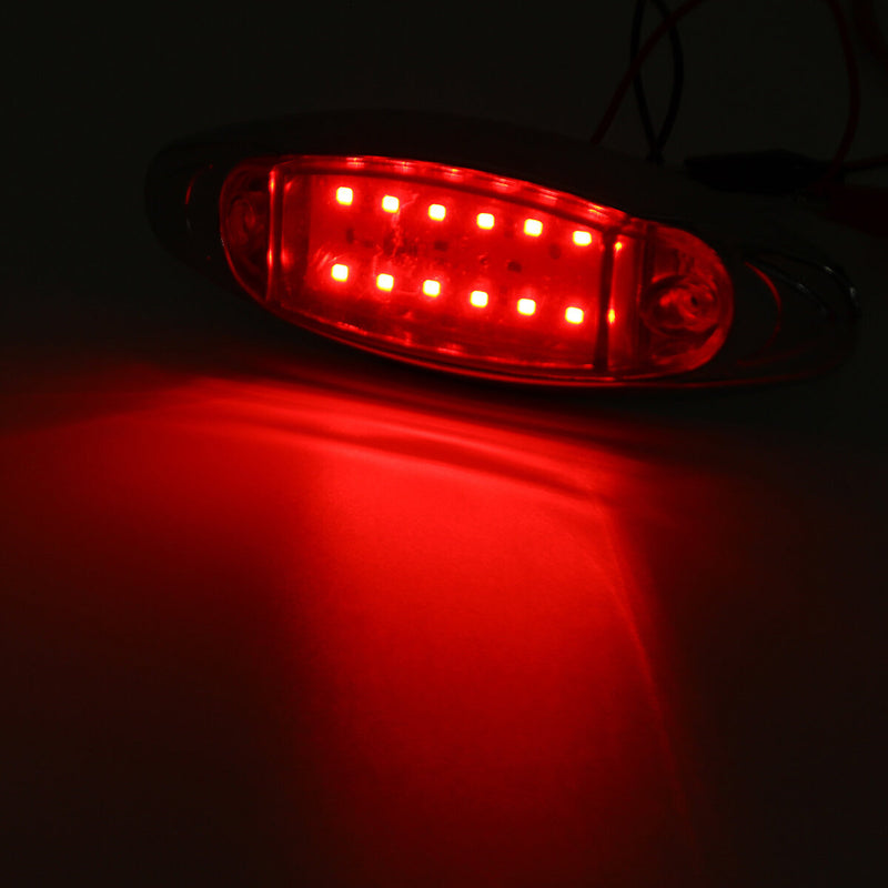 2Pcs Red 24V LED Side Marker Light Flash Strobe Emergency Warning Lamp For Boat Car Truck Trailer