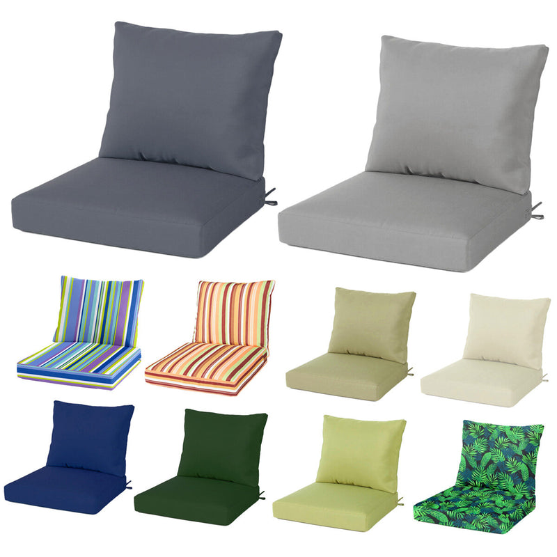 Deep Seat Cushion Set With Ties Outdoor Garden Patio High Rebound Foam Patio