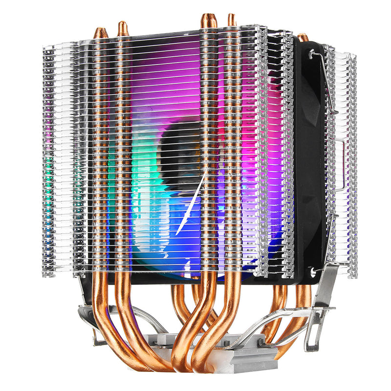 3Pin Four Heat Pipes Colorful Backlit CPU Cooling Fan Cooler Heatsink for Intel AMD