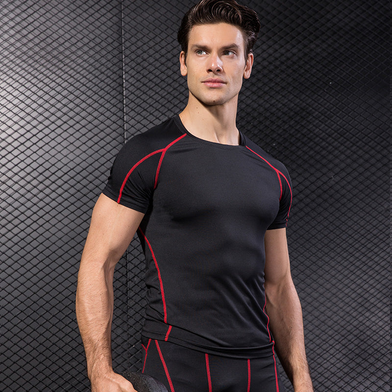 Men Short Sleeve Running Shirt Quick Dry Training T Shirt Fitness Shirt Sport Tops Tight Tees Gym Clothing Sportswear