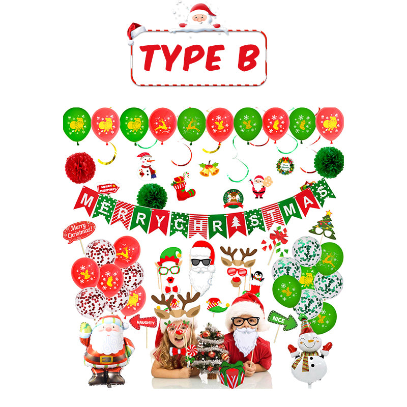 New Year Christmas Balloons Christmas Flags Christmas Letter Banner Santa Claus Spiral Photograph Props