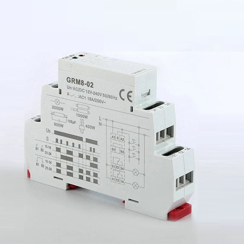 GRM8-01/02 16A AC 230V DC 12V 240V Din Rail 3 Phase SPDT Impluse Relay Electronic Step Relay Memory Latching Relay